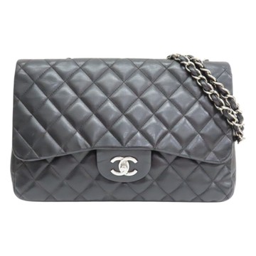 CHANEL 香奈兒 黑色 菱格紋 羊皮 Jumbo 30 鍊帶 肩背包 銀釦 無卡 (染色) 【二手名牌BRAND OFF】