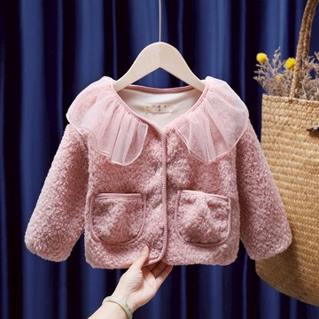 童裝女童2021新款秋冬裝女寶寶韓版加厚外套小童毛毛衣上衣洋氣款
