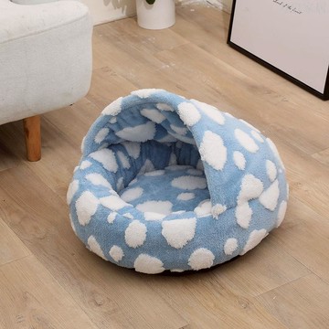新款四季創意寵物窩貓墊蓋毯一體貝殼造型柔軟舒適毛絨貓窩寵物墊