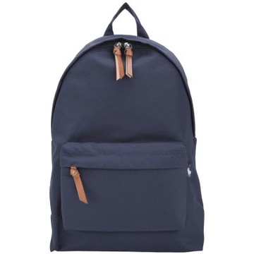Polo Ralph Lauren 小馬布標皮革飾帆布後背包(深藍)
