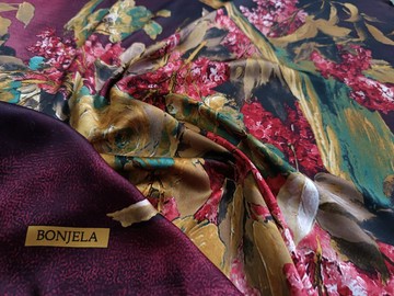 復古 Bonjela 絲巾，35 x 35 英吋，土耳其絲巾，100% 聚酯纖維，禮物