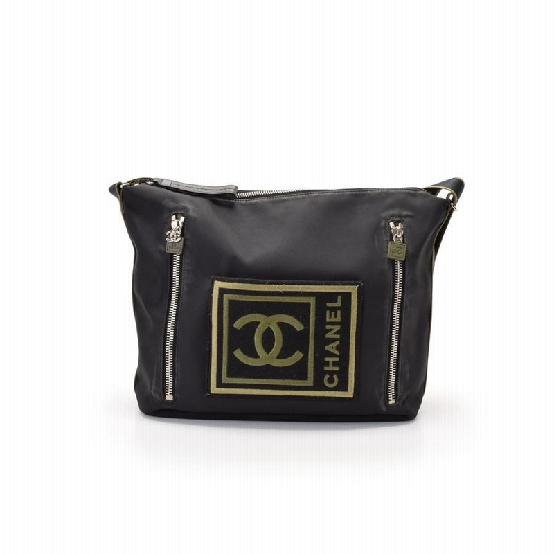 シャネル CHANEL スポーツライン ショルダーバッグ 黒 ナイロン 中古