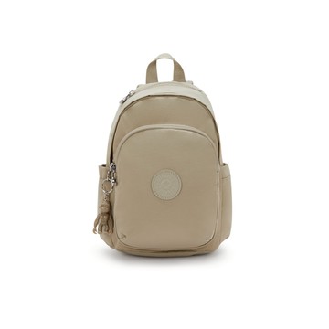 沙棕色拉鍊式小巧收納後背包-DELIA MINI