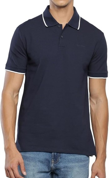 Calvin Klein 男字母刺繡Polo衫