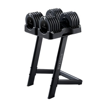 BYZOOM FITNESS Pure Series可調式啞鈴50lb/約22.6kg 雙入+啞鈴架(黑/白二色) 核心訓練