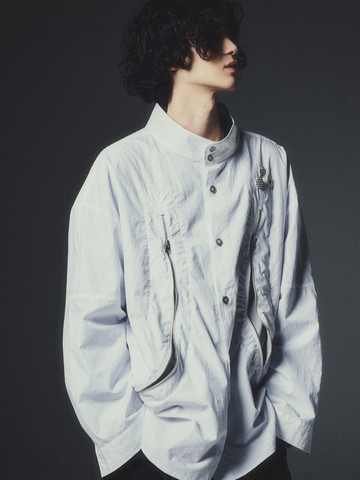 Rexion Curved Zip Oversized Shirt - White