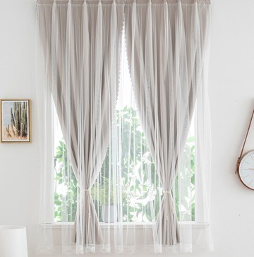 浪漫柔情雙層網紗遮光魔鬼氈窗簾 簡易免打孔 黏貼式窗簾 隔熱 遮光遮陽 窗簾布 門簾 不透光