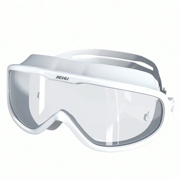 JIEHU 捷虎 大鏡框防水防霧泳鏡 成人款 煙青白  1個