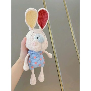 🔥新品🔥手工鉤針波點裙兔兔玩偶毛線編織DIY材料包送女友禮物自制抱睡可愛吊墜 娃娃掛件 diy毛線材料包