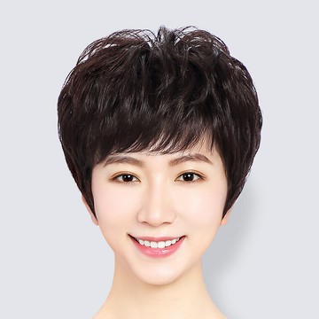 現貨秒發 女假髮整頂真髮短假髮透氣假髮片輕量免打理隱形增髮整頂假髮-紋理燙捲髮2色74ea9【獨家進口】【米蘭精品】