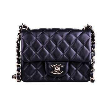 CHANEL經典菱格紋羊皮革Classic Flap Mini系列鍊帶斜背肩背包(迷你/黑色)