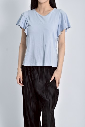 (S) uniqlo棉質圓領藍色短袖上衣