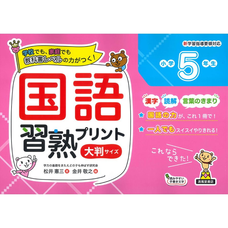 国語習熟プリント 学校でも,家庭でも教科書レベルの力がつく 小学5年生 大判サイズ