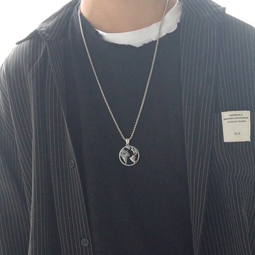 冷淡風ins你的全世界地圖項鏈鈦鋼潮男女嘻哈個性飾品送男友禮物