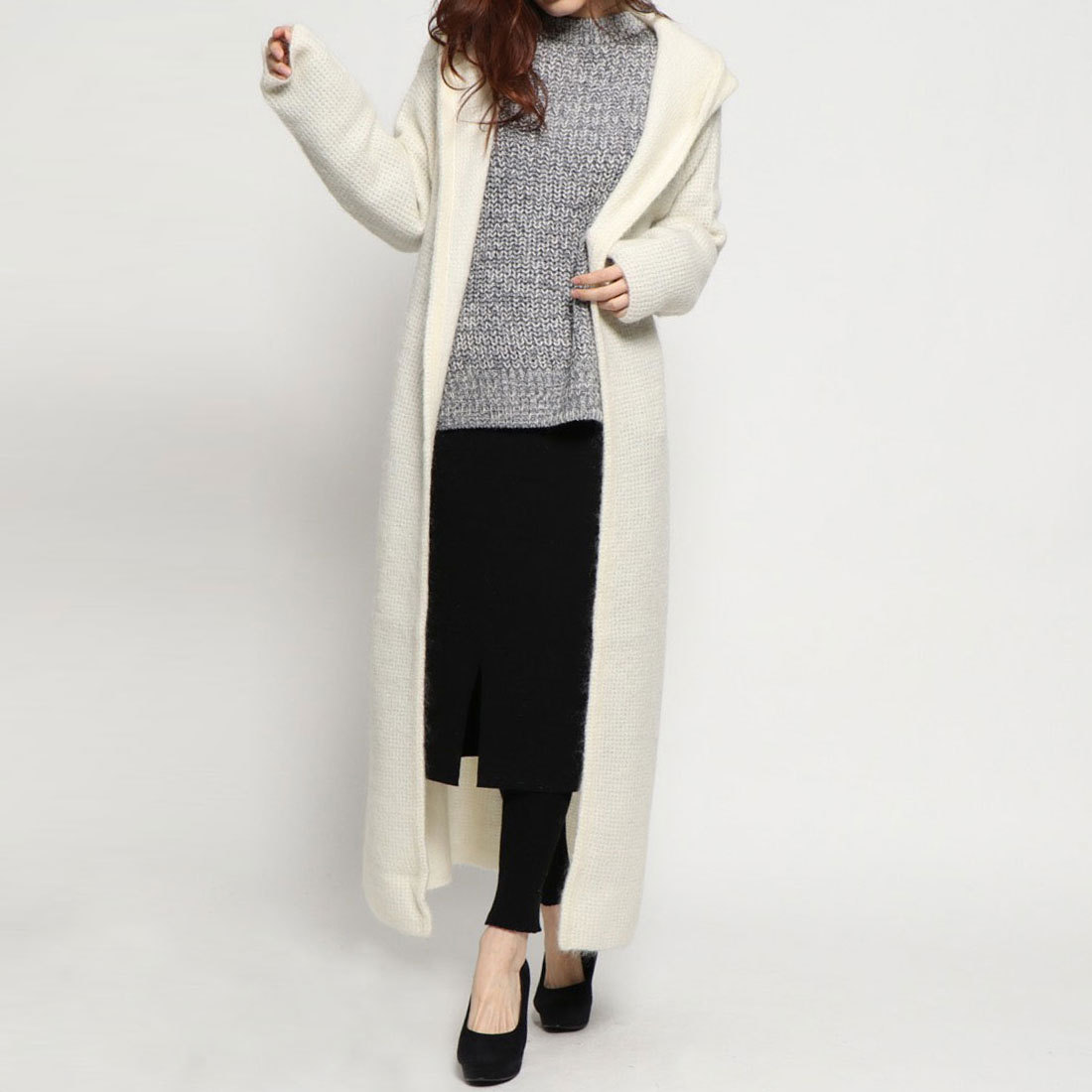 ミラオーウェン Mila Owen フード付ロングニットカーディガン Wht 通販 Lineポイント最大1 0 Get Lineショッピング