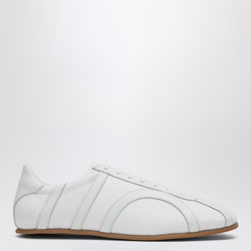 White textile materials and leather sneaker