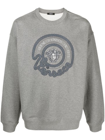 Versace - Medusa-embroidered cotton sweatshirt - men - Cotton - XS - Grey