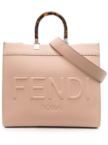 FENDI - Sunshine logo-embossed tote bag - women - Calf Leather - One Size - Pink