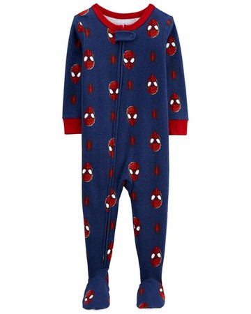 Toddler 1-Piece Spider-Man 100% Snug Fit Cotton Footie PJs