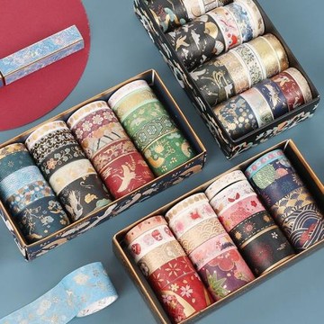 中國風復古典燙金手賬和紙膠帶套裝20卷少女心可愛DIY手賬素材卡