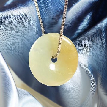 【願‧平安】冰種黃翡翡翠平安扣吊飾 | 天然緬甸玉翡翠A貨 |送禮