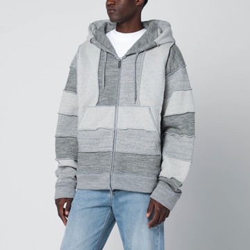 Grey zip sweatshirt with patchwork pattern