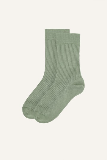 Dark Sea Green Basic Cotton Crew Socks