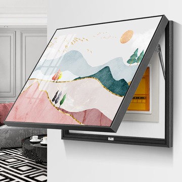 風景掛畫 電表箱裝飾畫現代簡約帶支桿配電箱掛畫免打孔遮擋客廳電閘箱壁畫『XY25025』