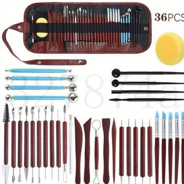 臺灣出貨陶藝工具套裝 紅色軟陶泥工具 43/36/22件套 修坯 泥土工具 木質