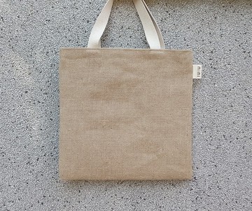 mimi思路  環保麻布肩背袋 簡約提袋-平織紋黃麻布