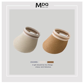 MDQ 防曬帽 草編防曬帽 草帽 女 空頂帽 海灘帽 大帽簷遮陽帽 草帽902022