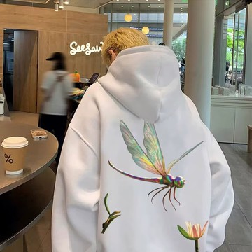 美式復古印花連帽衛衣 2025秋季新款寬鬆中式風加絨帽T oversize 潮牌加絨加厚連帽衛衣