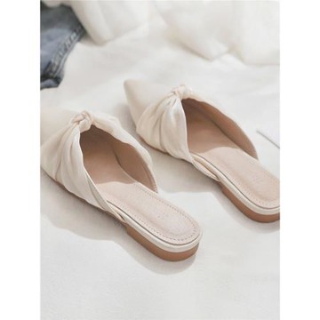 2025年春季新款網紅無后跟懶人鞋尖頭包頭半拖鞋女夏平底外出外穿