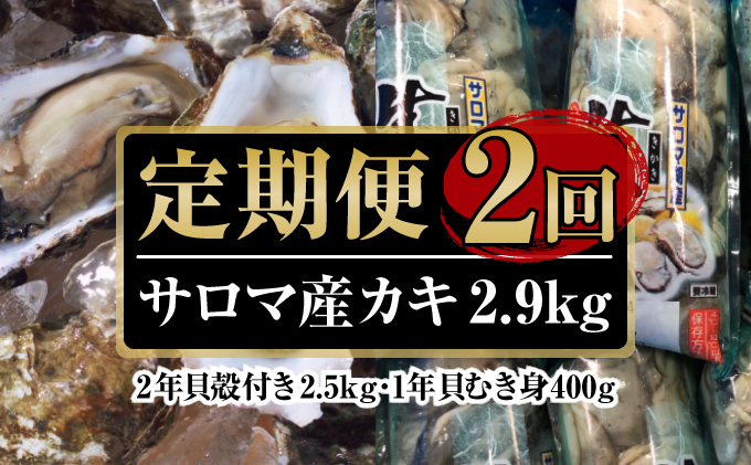 カキ 殻付き2年貝 約2.5kg・むき身1年貝 400g セット 佐呂間産 ［2回定期便］ 牡蠣 海鮮 魚介 定期便