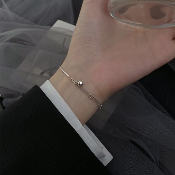 925純銀轉運珠手鏈女ins小眾設計百搭手飾簡約學生雙層冷淡風飾品