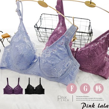 粉紅拉拉 大罩杯 薄墊內衣 FG罩杯 棉花糖女孩 蕾絲 托高 集中 U型美背 軟罩杯 有鋼圈內衣【PT3708無褲】