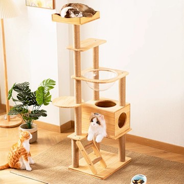 Happylife 實木太空艙貓跳台 C款 Y12003