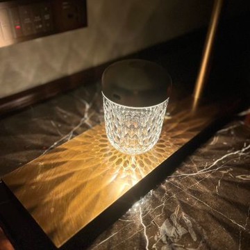 HERMES SAINT LOUIS 愛馬仕聖路易葉紋浮雕歐式水晶觸控燈(三段式)(暖銀/淺金/柔銅)