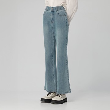 OUWEY歐薇 經典百搭高腰直筒牛仔褲(藍；S-L)