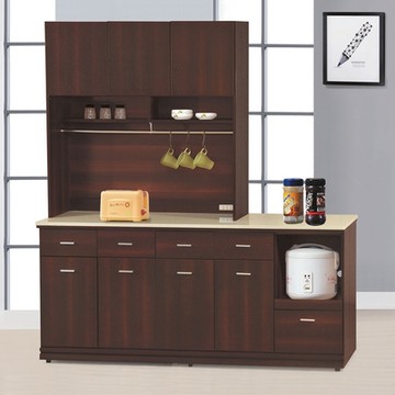 文創集 布爾依 拉盤6尺米黃雲紋石面餐櫃組合-181x46x198cm免組