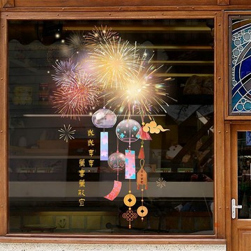 🔥桃園出貨🔥2026馬年新年裝飾煙花窗貼玻璃貼紙商場店鋪春節跨年窗花氛圍佈置
