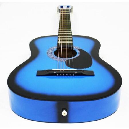 Beginner 38 Inch Blue Acoustic Guitar with Gig Bag and Accessories