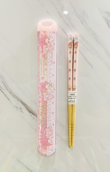 【震撼精品百貨】My Melody_美樂蒂~日本SANRIO三麗鷗美樂蒂造型餐具筷子附盒-玫瑰*49703