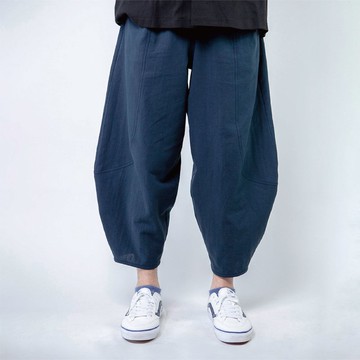 彎刀褲  天然棉麻 | 午夜藍