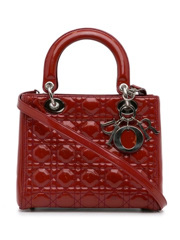 Christian Dior Pre-Owned - 2011 Dior medium Cannage Lady Dior two-way handbag - women - Patent Leather - One Size - Red