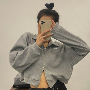 vintage古著衛衣外套女2021春秋薄款設計感小眾短款學生寬松上衣