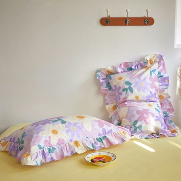 ins網紅款全棉花邊枕套單個48x74cm純棉家用單人兒童枕頭套一對裝