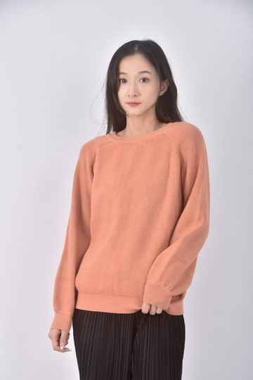 (M) charliy韓牌質感棉質圓領橘色長袖上衣