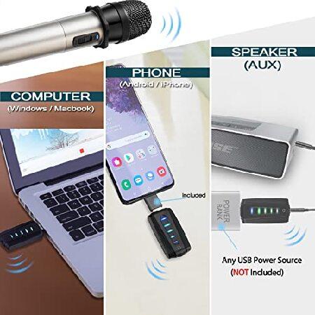 Alvoxcon Wireless Microphone for iPhone ＆ Computer, USB Rechargeable Dual Handheld Mic System for MacBook, PC Laptop, Zoom Meeting, Classroom Teachin