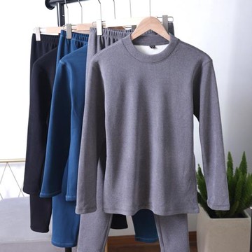 420G超柔德絨保暖內衣套裝 男士秋冬加絨加厚純色秋衣秋褲兩件套